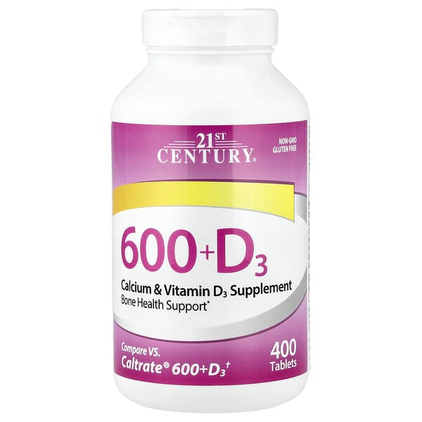 21st Century, 600+D3, Calcium & Vitamin D3 Supplement, 400 Tablets