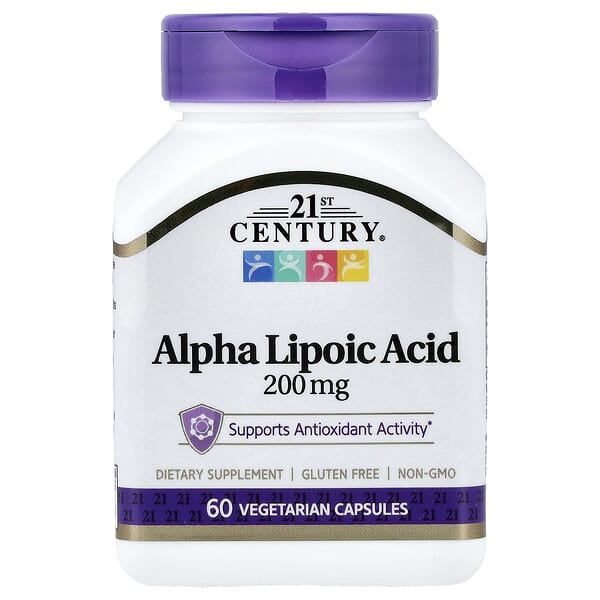 21st Century, Alpha Lipoic Acid, 200 mg, 60 Vegetarian Capsules