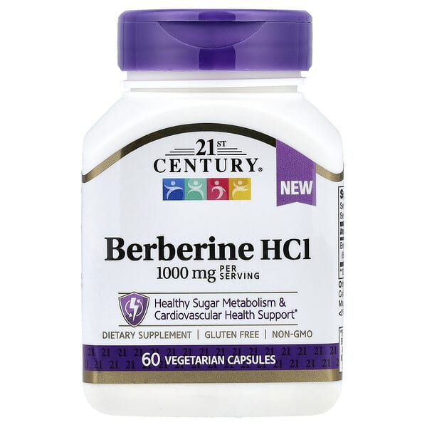21st Century, Berberine HCI, 60 Vegetarian Capsules (500 mg per Capsule)