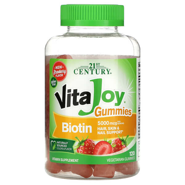 21st Century, Biotin Gummies, Strawberry, 5,000 mcg, 120 Gummies (2,500 mcg per Gummy)