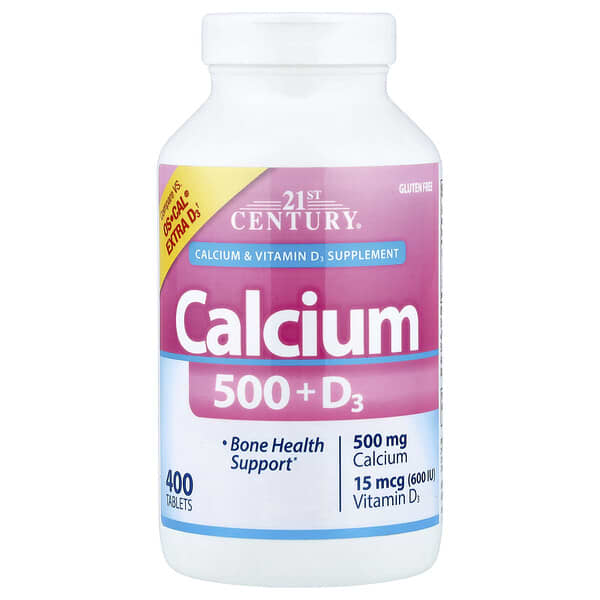 21st Century, Calcium 500 + D3, 400 Tablets