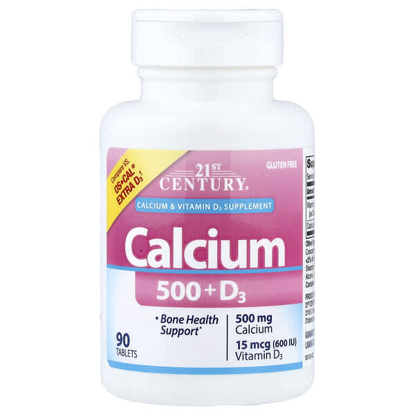 21st Century, Calcium 500 + D3, 90 Tablets