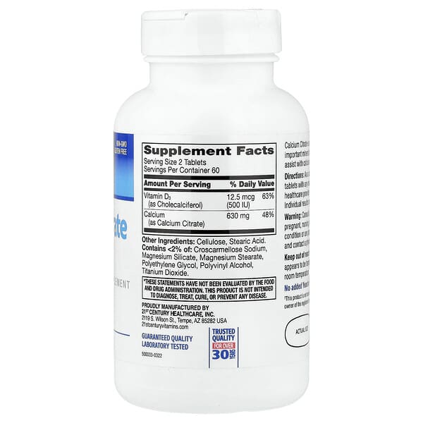 Alternative view of 21st Century, Calcium Citrate Maximum + D3, 120 Tablets
