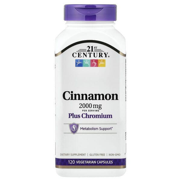 21st Century, Cinnamon plus Chromium, 120 Vegetarian Capsules