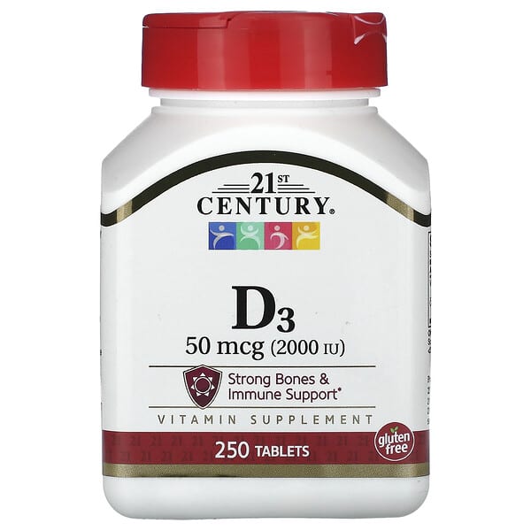 21st Century, D3, 50 mcg (2,000 IU), 250 Tablets