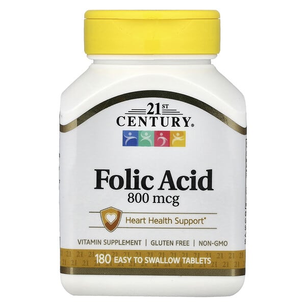21st Century, Folic Acid, 800 mcg, 180 Easy to Swallow Tablets 4 21st Century, Folic Acid, 800 mcg, 180 Easy to Swallow Tablets