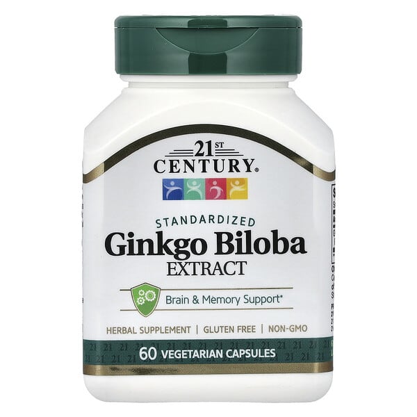 21st Century, Ginkgo Biloba Extract, Standardized, 60 Vegetarian Capsules (60 mg per Capsule)