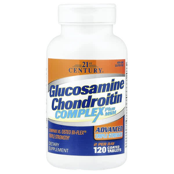 21st Century, Glucosamine Chondroitin Complex Plus MSM, Advanced Triple Strength, 120 Coated Tablets