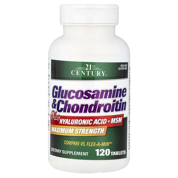 21st Century, Glucosamine & Chondroitin Plus Hyaluronic Acid + MSM, 120 Tablets