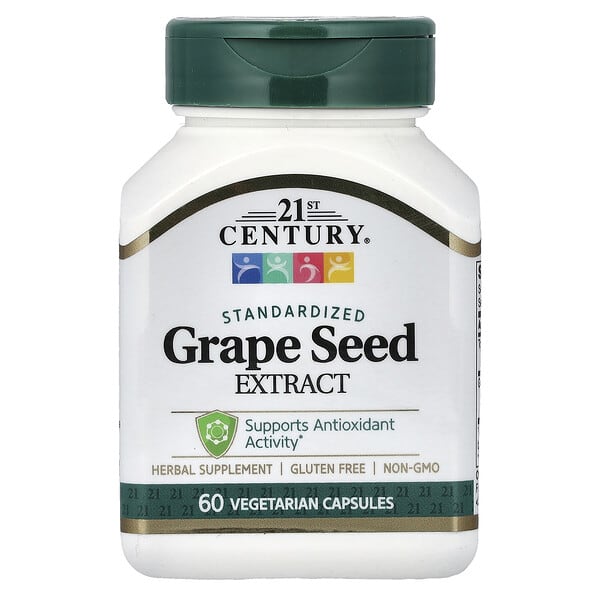 21st Century, Grape Seed Extract, Standardized, 60 Vegetarian Capsules (50 mg per Capsule)