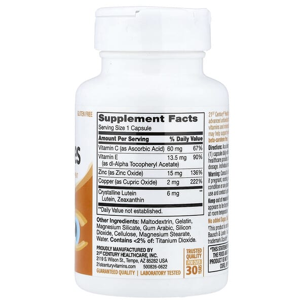 Alternative view of 21st Century, Healthy Eyes, Lutein and Zeaxanthin, 60 Capsules