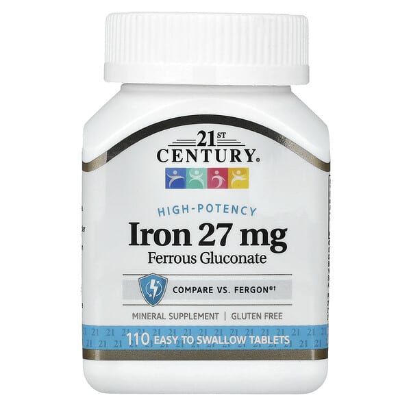 21st Century, High-Potency Iron, 27 mg, 110 Easy to Swallow Tablets