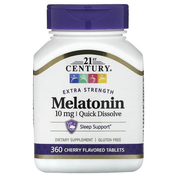 21st Century, Melatonin, Quick Dissolve, Cherry, 10 mg, 360 Tablets