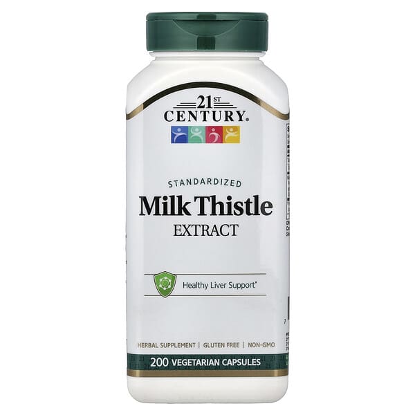 21st Century, Milk Thistle Extract, Standardized , 200 Vegetarian Capsules (87.5 mg per Capsule)