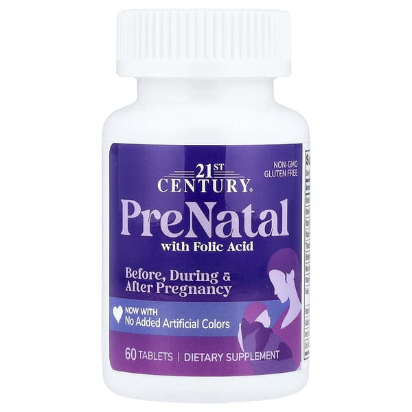 21st Century, PreNatal with Folic Acid, 60 Tablets