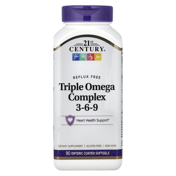 21st Century, Triple Omega Complex 3-6-9, 90 Enteric Coated Softgels