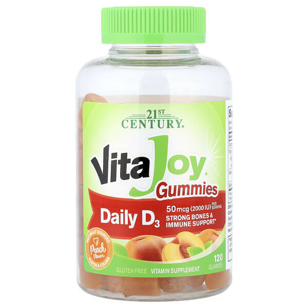 21st Century, VitaJoy® Daily D3 Gummies, Peach, 120 Gummies