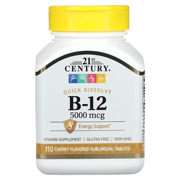 21st Century, Vitamin B-12, Cherry, 5,000 mcg, 110 Sublingual Tablets