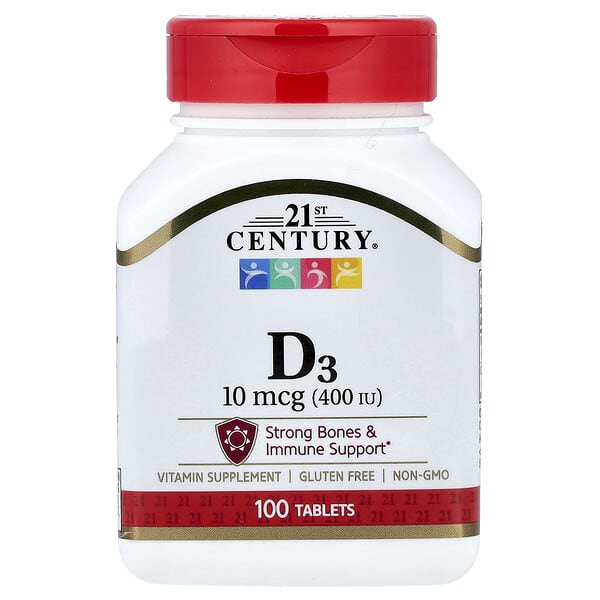 21st Century, Vitamin D3, 10 mcg (400 IU), 100 Tablets