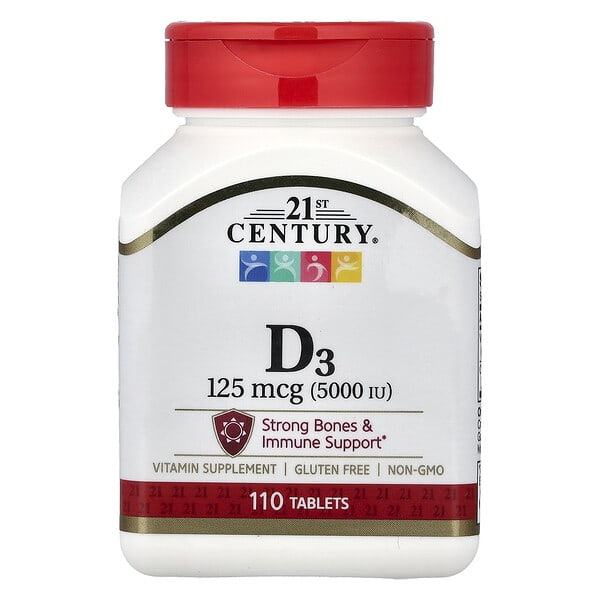 21st Century, Vitamin D3, 125 mcg (5,000 IU), 110 Tablets