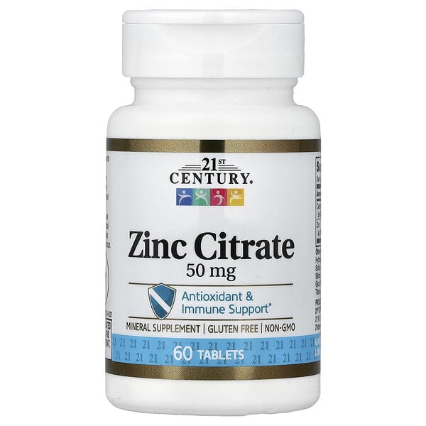21st Century, Zinc Citrate, 50 mg, 60 Tablets