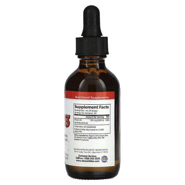 Alternative view of Absolute Nutrition, Vitamin D3 Drops, 5,000 IU, 2 fl oz (60 ml)