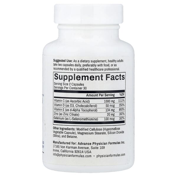 Alternative view of Advance Physician Formulas, Essential 5™ With Vitamins C, D, & E + Zinc & Selenium, 60 Vegetable Capsules