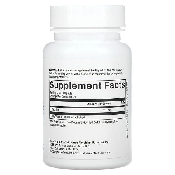 Alternative view of Advance Physician Formulas, L-Theanine, 200 mg, 60 Capsules