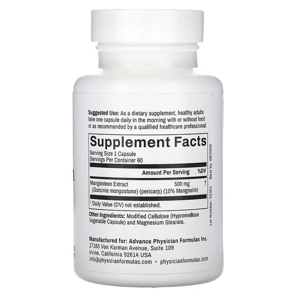 Alternative view of Advance Physician Formulas, Mangosteen, 500 mg, 60 Capsules