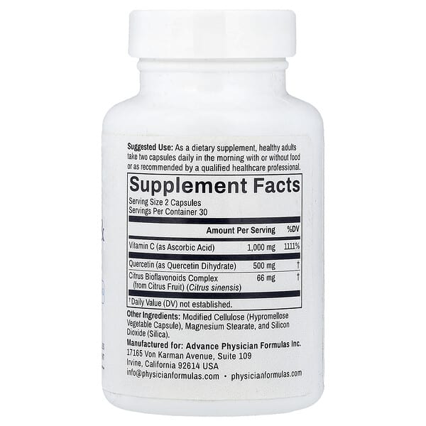 Alternative view of Advance Physician Formulas, Quercetin & Vitamin C, 500 mg, 60 Vegetable Capsules
