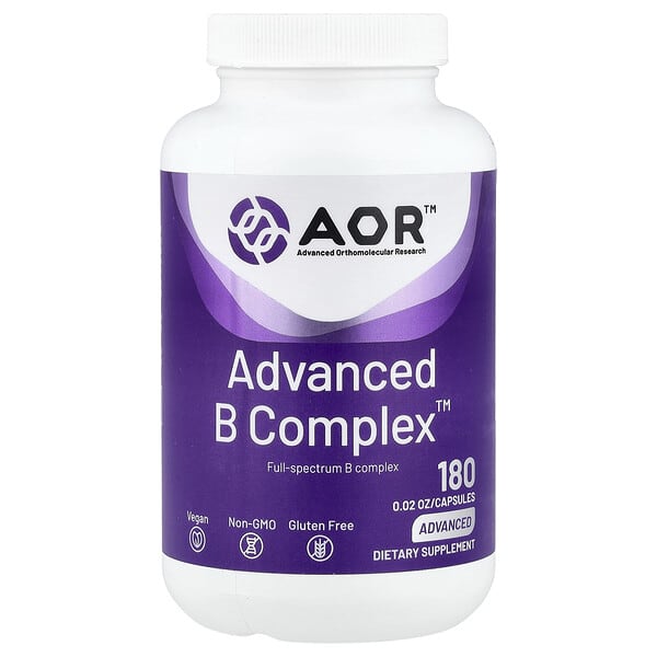 Advanced Orthomolecular Research AOR, Advanced B Complex™, 180 Capsules