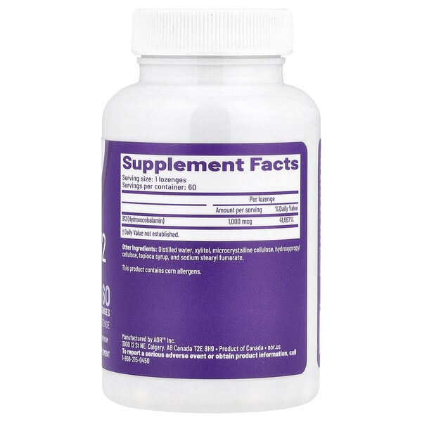 Alternative view of Advanced Orthomolecular Research AOR, Hydroxy B12, 1,000 mcg, 60 Lozenges