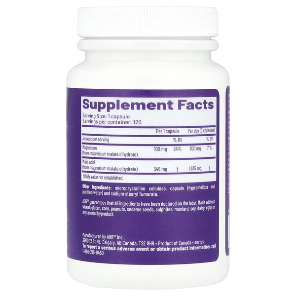Advanced Orthomolecular Research AOR, Mag Malate Renew™, 120 Capsules 2 Advanced Orthomolecular Research AOR, Mag Malate Renew™, 120 Capsules - Ảnh 2