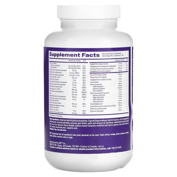 Alternative view of Advanced Orthomolecular Research AOR, Multi Basics 3, 180 Capsules
