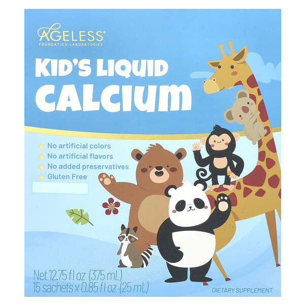 Ageless Foundation Laboratories, Kid's Liquid Calcium, 15 Sachets, 0.85 fl oz (25 ml) Each