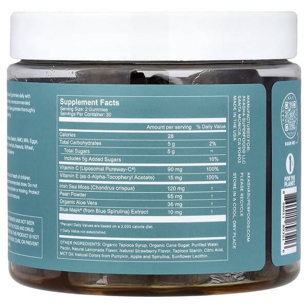 Alternative view of Akasha Superfoods, Glow, Sea Moss & Pearl Powder, Strawberry Lemonade, 60 Gummies