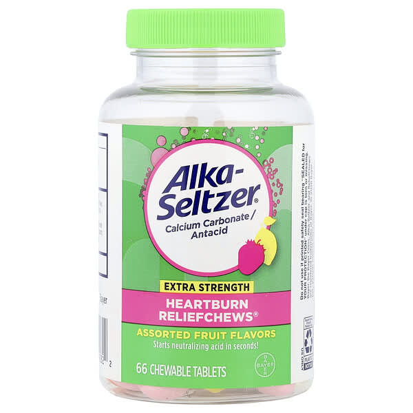 Alka-Seltzer, Heartburn Reliefchews®, Assorted Fruit, 66 Chewable Tablets (750 mg per Tablet)