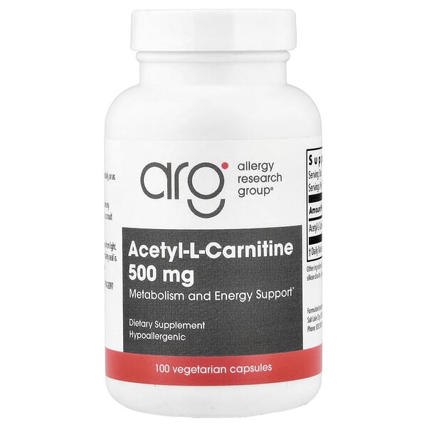 Allergy Research Group, Acetyl-L-Carnitine, 500 mg, 100 Vegetarian Capsules