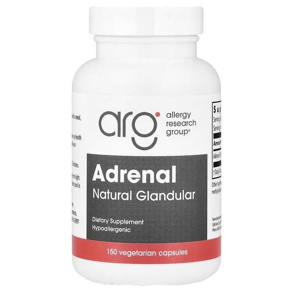 Allergy Research Group, Adrenal, Natural Glandular, 150 Vegetarian Capsules (100 mg per Capsule)