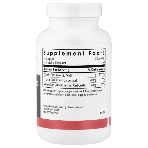 Alternative view of Allergy Research Group, Buffered Vitamin C with Calcium and Magnesium, 120 Vegetarian Capsules