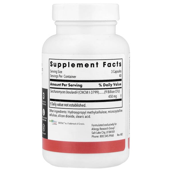 Alternative view of Allergy Research Group, Essential-Biotic®, Saccharomyces Boulardii, 120 Vegetarian Capsules (150 mg per Capsule)