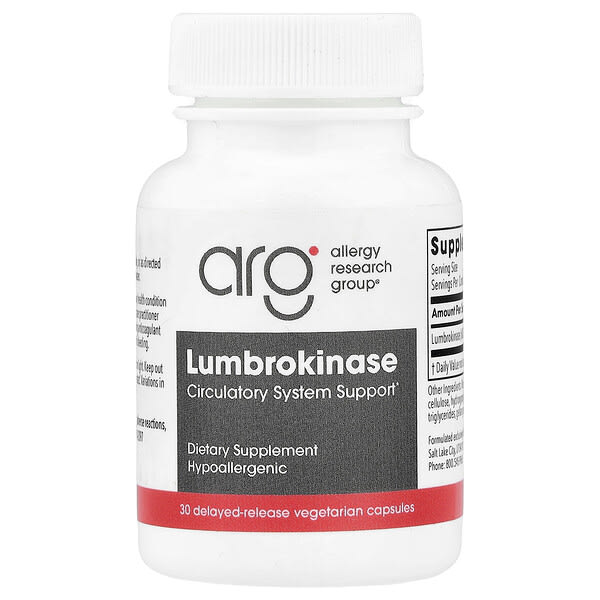 Allergy Research Group, Lumbrokinase, 30 Delayed-Release Vegetarian Capsules (16 mg per Capsule)