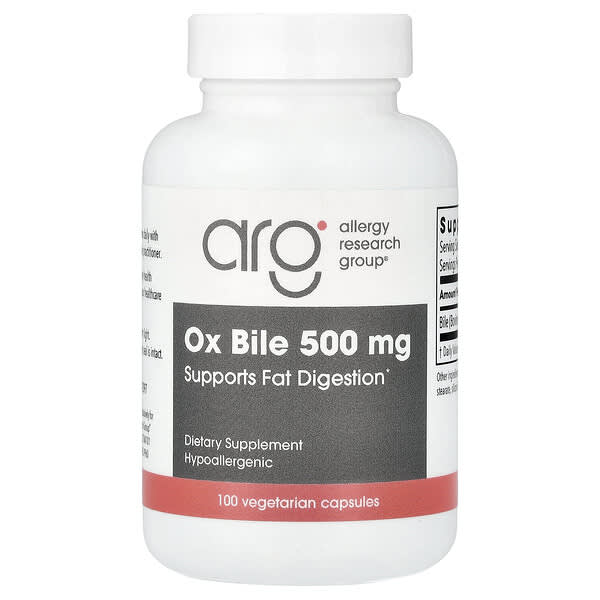 Allergy Research Group, Ox Bile, 500 mg, 100 Vegetarian Capsules
