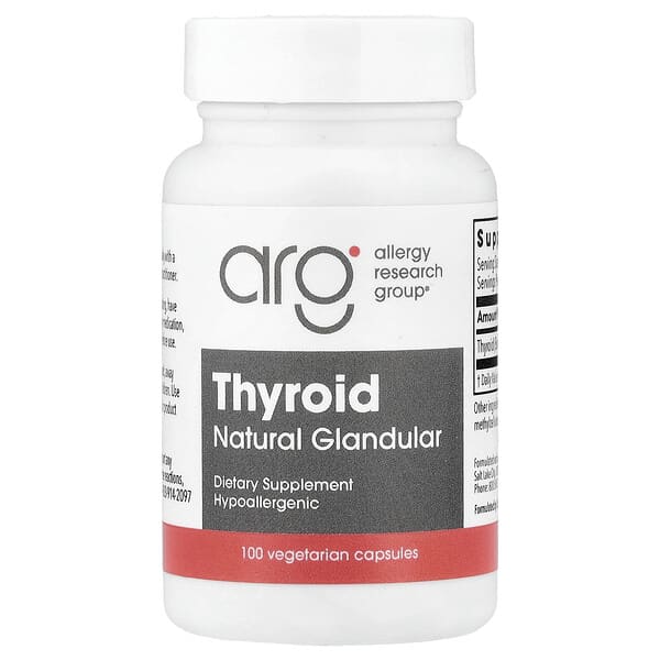Allergy Research Group, Thyroid, Natural Glandular, 40 mg, 100 Vegetarian Capsules