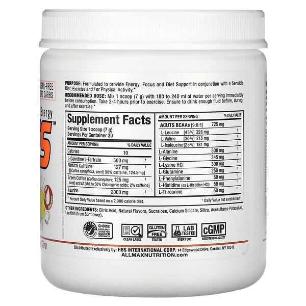 Alternative view of ALLMAX, ACUTS™, Amino-Charged Energy, Sweet Tea, 7.4 oz (210 g)