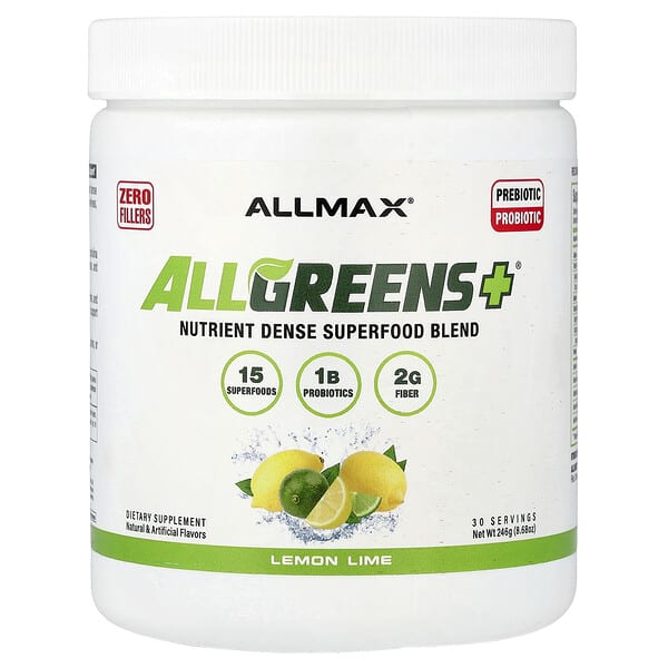 ALLMAX, ALLGREENS+®, Lemon Lime, 8.68 oz (246 g) 3 ALLMAX, ALLGREENS+®, Lemon Lime, 8.68 oz (246 g)