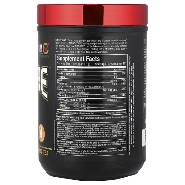 Alternative view of ALLMAX, AMINOCORE™ BCAA, Sweet Tea, 0.76 lbs (345 g)