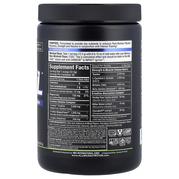 ALLMAX, C:VOL™, Post, Coconut Lime Mojito, 13.2 oz (375 g) 2 ALLMAX, C:VOL™, Post, Coconut Lime Mojito, 13.2 oz (375 g) - Ảnh 2