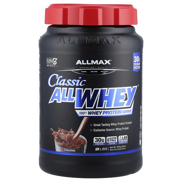 ALLMAX, CLASSIC ALLWHEY®, 100% Whey Protein Source, Chocolate, 2 lbs (907 g)