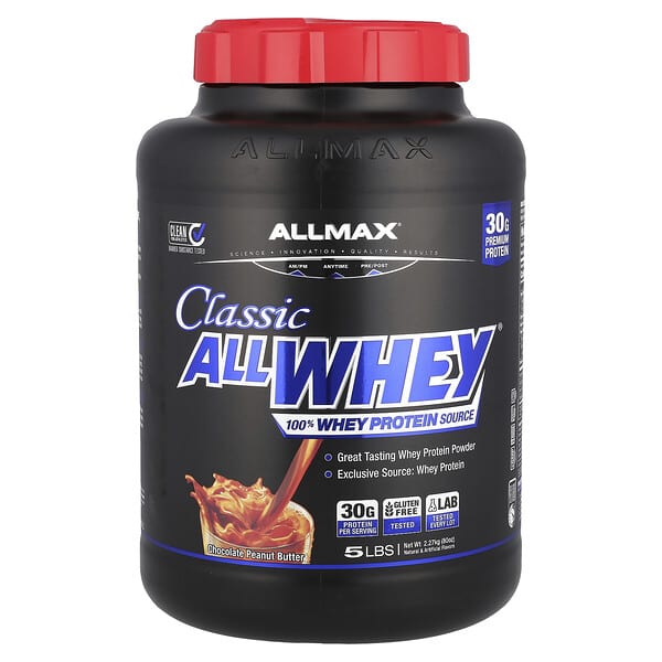 ALLMAX, CLASSIC ALLWHEY®, 100% Whey Protein Source, Chocolate Peanut Butter, 5 lbs (2.27 kg)